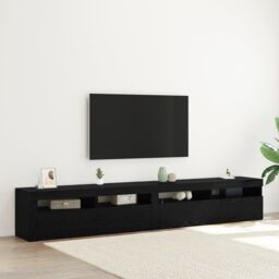 Berkfield Home TV Cabinets 2 pcs with LED Lights Black Oak Engineered Wood - thumbnail 1