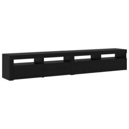 Berkfield Home TV Cabinets 2 pcs with LED Lights Black Oak Engineered Wood - thumbnail 8