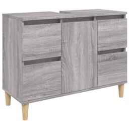 Berkfield Home 3 Piece Bathroom Furniture Set Grey Sonoma Engineered Wood - thumbnail 5