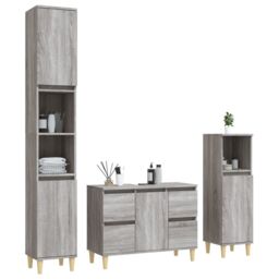 Berkfield Home 3 Piece Bathroom Furniture Set Grey Sonoma Engineered Wood - thumbnail 3