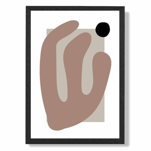 ARTZE Matisse Floral Cutout Brown & Beige Framed Print SIZE: A4 with Black Frame - image 1