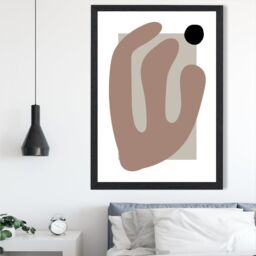 ARTZE Matisse Floral Cutout Brown & Beige Framed Print SIZE: A4 with Black Frame - thumbnail 2