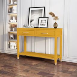 Cabinet Bits Palazzi 2 Drawer Console Table in Mustard