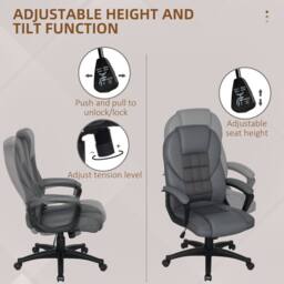 STILVORA Faux Leather Office Chair with Tilt Function in Grey - thumbnail 6