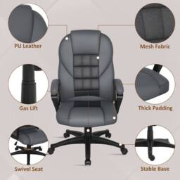 STILVORA Faux Leather Office Chair with Tilt Function in Grey - thumbnail 7