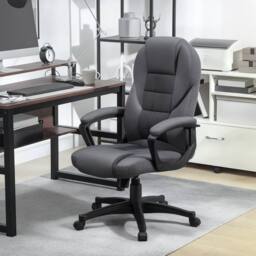 STILVORA Faux Leather Office Chair with Tilt Function in Grey - thumbnail 2