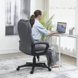 STILVORA Faux Leather Office Chair with Tilt Function in Grey - thumbnail 9