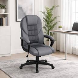 STILVORA Faux Leather Office Chair with Tilt Function in Grey - thumbnail 1
