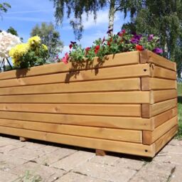 Woven Wood 2m Pine Raised Trough Garden Planter in Natural - thumbnail 4