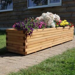 Woven Wood 2m Pine Raised Trough Garden Planter in Natural - thumbnail 6