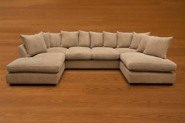 Bliss Furniture Jumbo Cord U Shaped Scatter Back Sofa Beige Modern & Super Comfy - Size: 6 Person - image 1