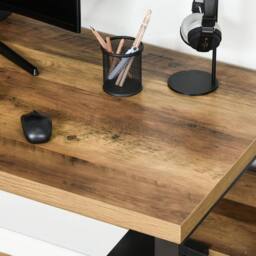 NESTLUNE Computer Writing Desk K-Shaped Steel Leg Storage in Brown - Size: 100 cm x 15 cm - thumbnail 4