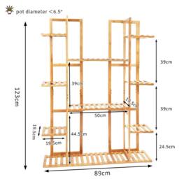 Kelvenix Extra Large 9 Tier 17Potted Bamboo Plant Stand in Natural - thumbnail 2