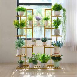 Kelvenix Extra Large 9 Tier 17Potted Bamboo Plant Stand in Natural - thumbnail 4