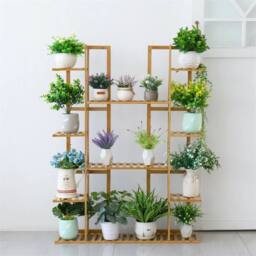 Kelvenix Extra Large 9 Tier 17Potted Bamboo Plant Stand in Natural - thumbnail 5