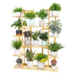 Kelvenix Extra Large 9 Tier 17Potted Bamboo Plant Stand in Natural - thumbnail 1