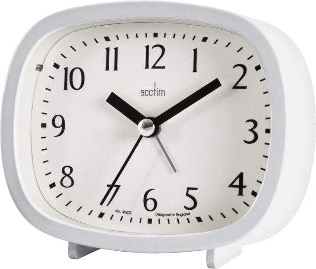 Acctim Hilda Analogue Alarm Clock Non Ticking Sweep Crescendo Alarm with Backlight in White - image 1