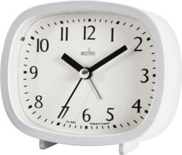 Acctim Hilda Analogue Alarm Clock Non Ticking Sweep Crescendo Alarm with Backlight in White