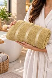 Dyzi 8 Piece Soft Towel Bale Set - Bathroom Towels in Assorted Sizes in Mustard - thumbnail 4