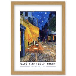 Artery8 Vincent Van Gogh Café Terrace At Night Place Du Forum Post-Impressionist Painting Artwork Framed Wall Art Print A4 in Light Oak - thumbnail 1