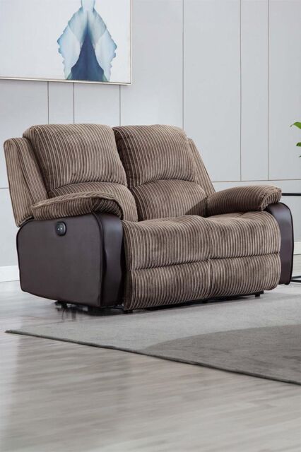 More4Homes Postana 2 Seater Electric High Back Jumbo Cord Fabric Recliner Sofa in Brown - image 1
