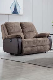 More4Homes Postana 2 Seater Electric High Back Jumbo Cord Fabric Recliner Sofa in Brown