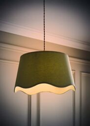 ValueLights Mabel Linen Large 30cm Scallop Edge with Trim Ceiling Light Lamp Shade in Green - thumbnail 2