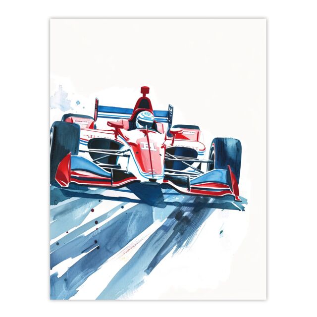 "Artery8 Sport Red Race Car Motorsport Racing Wall Art Print - Size: W24"" x H32""" - image 1