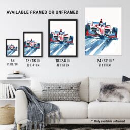 "Artery8 Sport Red Race Car Motorsport Racing Wall Art Print - Size: W24"" x H32""" - thumbnail 3