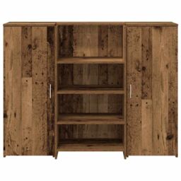 Berkfield Home Reception Desk Old Wood 135x50x103.5 cm Engineered Wood in Brown - thumbnail 5
