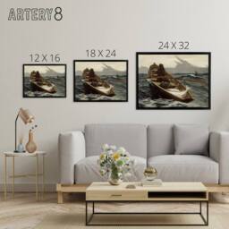 "Artery8 Winslow Homer The Fog Warning Framed Canvas Wall Art Print - Size: W12"" x H16""" - thumbnail 4