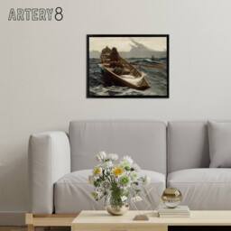 "Artery8 Winslow Homer The Fog Warning Framed Canvas Wall Art Print - Size: W12"" x H16""" - thumbnail 3
