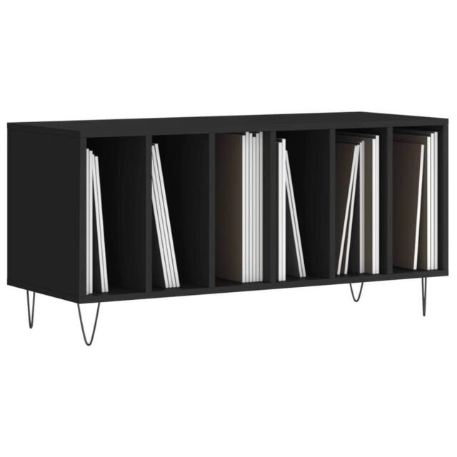 Berkfield Home Record Cabinet Black 100x38x48 cm Engineered Wood - Size: 100 x 38 x 48 cm - image 1