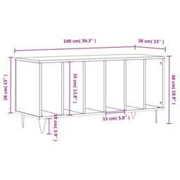 Berkfield Home Record Cabinet Black 100x38x48 cm Engineered Wood - Size: 100 x 38 x 48 cm - thumbnail 9