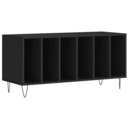 Berkfield Home Record Cabinet Black 100x38x48 cm Engineered Wood - Size: 100 x 38 x 48 cm - thumbnail 3