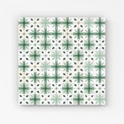 "Warren Reed - Designer Christmas Quilting Squares, Green & White, Geometric Canvas - Size: W16"" x H16""" - thumbnail 1