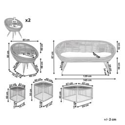 Wyld and Coco Rattan 4-Seater Sofa Set with Beige Cushions and Coffee Table in Natural - thumbnail 3