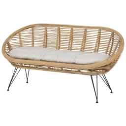 Wyld and Coco Rattan 4-Seater Sofa Set with Beige Cushions and Coffee Table in Natural - thumbnail 8