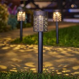 mysmartbuy Set of 8 Solar Powered Garden Stake Lights with Cut-Out Design in Black - thumbnail 2