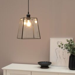 ValueLights Susie Glass Pendant Lantern Case Easy Fit Lamp Shade in Black