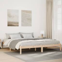 Berkfield Home Extra Long Bed Frame without Mattress 200x210 cm Solid Wood Pine in Brown - thumbnail 1