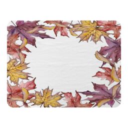 Benjamin Tate Design Gold & Purple Leaves Blanket in Natural - Size: 120 cm x 150 cm - thumbnail 1