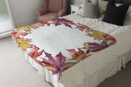 Benjamin Tate Design Gold & Purple Leaves Blanket in Natural - Size: 120 cm x 150 cm - thumbnail 3