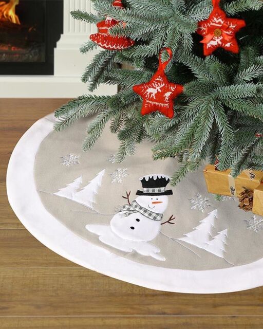 Dibor Traditional White Snowman Christmas Tree Decor Christmas Tree Skirt 86cm - image 1