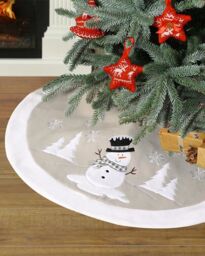 Dibor Traditional White Snowman Christmas Tree Decor Christmas Tree Skirt 86cm - thumbnail 1