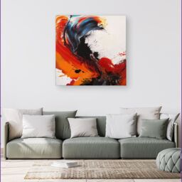 Warren Reed - Designer Fiery Waves: Abstract Motion Canvas - Size: w40 inch x h40 inch - thumbnail 1