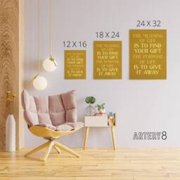 "Artery8 The Meaning & Purpose Of Life Quote Canvas Wall Art Print in Gold - Size: W12"" x H16""" - thumbnail 4