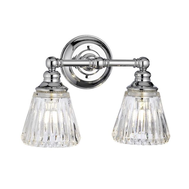 Netlighting Keynes 2 Light Wall Light Polished Chrome IP44 in Grey - image 1