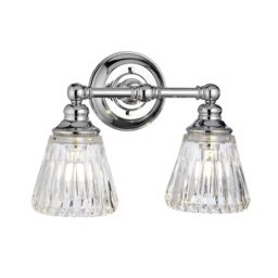 Netlighting Keynes 2 Light Wall Light Polished Chrome IP44 in Grey - thumbnail 1