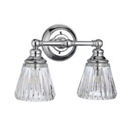 Netlighting Keynes 2 Light Wall Light Polished Chrome IP44 in Grey - thumbnail 2